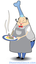 Cartoon Chef with food