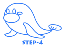 cartoon manatee drawing step 4