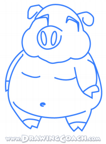 how to draw a cartoon pig st4