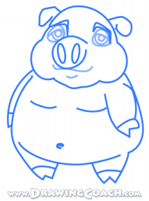 how to draw a cartoon pig st5