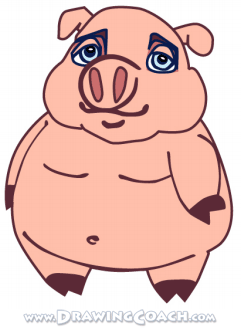 how to draw a cartoon pig final