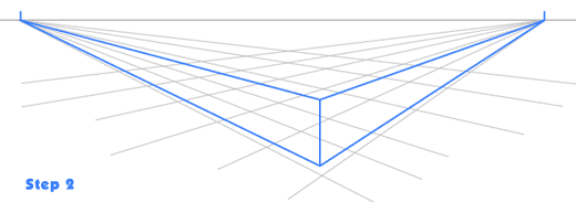 2 point perspective drawing step 2