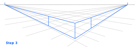 2 point perspective drawing step 3