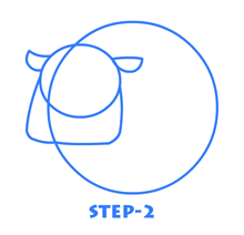 cartoon cow drawing Step 2