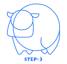 cartoon cow drawing Step 3