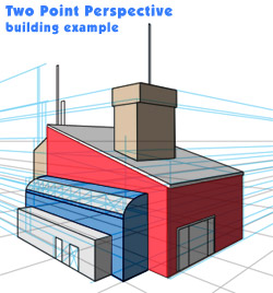 two point perspective building